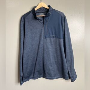 G. H. Bass mixed media 1/4 zip blue shirt medium casual outdoor activities camp